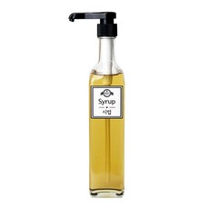 펌프 유리병 사각 + 시럽 스티커 세트, 1개, 500ml