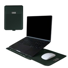 이코노미쿠스 거치대겸용 맥북 LG그램 삼성 13인치 15인치 16인치 17인치 노트북 파우치 커버 가죽, 그린, 1개