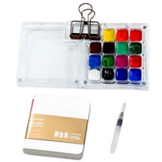 픽템 미니 팔레트 4종 세트 ( 수채붓+미니스케치북+전용클립 포함상품), 1세트, 15칸, 투명