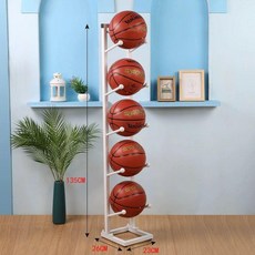 축구공 거치대 진열대 보관 체육관 정리대 랙 선반 학교 스탠드 수납 정리, 흰색 단면 5층 공 5개 배치