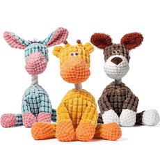 ECLATIS Zagrine 3팩 삑삑이 강아지 장난감 강아지를 바쁘게 하는 삑삑 소리가 나는 내구성 있는 봉제 동물 소형 중형 대형견용 장난감 262977, Zagrine 3팩 삑삑이 강아지 장난감, 강아지를 바, Animals-A