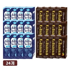 롯데 가나 초콜렛 드링크와 덴마크 소화가 잘되는 우유(멸균) 혼합구성, 24개, 190ml