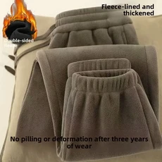 두꺼운 양털 바지 양면 벨벳 루즈핏 청소년 캐주얼 긴 가을 겨울 남성 의류 신축성있는 허리, 02 커피색, 07 3XL 사이즈