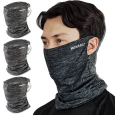 3장 Set 윈어블 남여공용 마스크 러닝 라이딩 골프 마스크 얼굴 햇빛 가리개, 07. 3장 Set 라이딩마스크 귀걸이형 딥그레이 3장