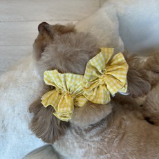 스카이몰 강아지 이어슈슈, 1개, 체크옐로우