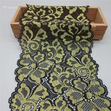 와이드 탄성 레이스 리본 자수 나이지리아 아프리카 패브릭 바느질 웨딩용 흰색 트리밍 야드, 4. Yellow, 1개