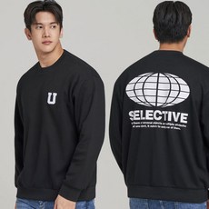 업클라스 세미 오버핏 백그래픽 지구본 특양면 맨투맨 a4123