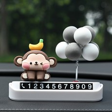 원숭이 피규어 주차번호판 장식 핸드폰번호 인테리어 전화번호판 블랙D스타일 열대원숭이 차량용, 화이트D타입 열대원숭이 회백구, 1개
