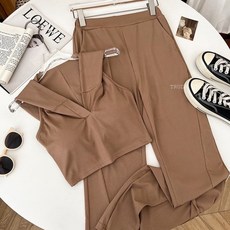 《杜達女孩》御姐高個子輕熟甜辣套裝 連帽短版上衣 開叉長褲 氣質時尚