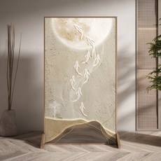 現代輕奢九魚屏風隔斷客廳簡約入戶玄關家用卧室酒店遮擋金屬座屏風水裝飾, 1個, 鋁合金：80*180CM,整裝