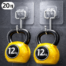 엑셀렉스 초강력 무타공 접착식 벽걸이 후크 걸이, 20개, 투명