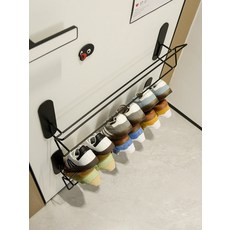 자석 신발 걸이 수납 무타공 출입문 실내화 복도 현관 블랙 68cm, 2개, 12_야블랙 자석 신발장 68cm 확장 2개