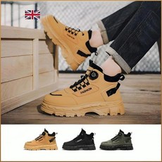 가을 남성용 빈티지 워커 부츠부츠 방한 소가죽 키높이 작업화 10cm 프리 끈 독일 소방대 터지전용