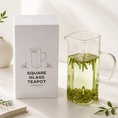 내열 유리 거름망 티포트 티메이커 티팟 500ml, 사각유리티포트 500ml, 1개