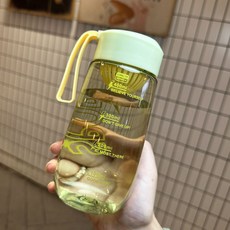 水杯女生高顏值學生便攜兒童上學專用運動手提夏季塑料杯子耐高, 1個, 1L, 綠色:580ml