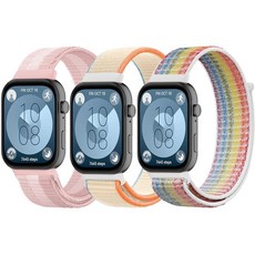 3팩 스포츠 루프 밴드 화웨이 워치 핏 4/핏 3 스포츠 교체 손목 밴드 조절 가능한 스트랩 나일론 위브 여성용 남성용 스트레치 브레이드 손목 밴드 통기성 (블랙 블루 그린), 3가지 색상