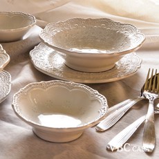 VBC casa 蕾絲系列 點心餐具5件組, 米白色, 1個, 點心餐具