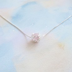 【大員囡仔】粉 藍 綠玉髓 水晶 正能量純銀鎖骨項鍊, 1個, 藍玉髓,項鍊長度16吋40公分(附2公分）