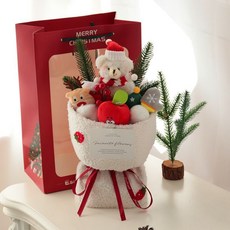 【甜蜜cosmetics】聖誕節禮物送女朋友閨蜜玩偶花束送女生兒童男孩女孩子平安夜禮品, 1個, 聖誕白熊花束+禮袋+賀卡+燈