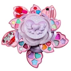 雪倫小舖 兒童化妝盒 兒童彩妝玩具 天使之翼美妝盒 無毒安全可水洗旋轉花型美妝盒 27cm, 三層天使之翼美妝盒-紫色, 1個
