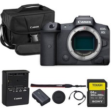 캐논 EOS R5 미러리스 카메라 – 45MP 풀프레임 RF 8K 영상 촬영 IBIS 듀얼 픽셀 AF II 20fps 연속 4147C002 64GB 메모리 카드 숄더백