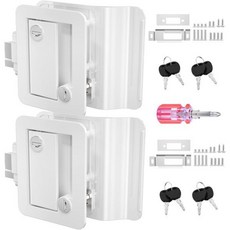 RV 출입문 잠금장치 RL001 터치 활성화 패들 데드볼트 포함 검은색 키 캠퍼 여행용 트레일러 화물 운반차 도어 잠금 손잡이 교체용, 2 Pack, White