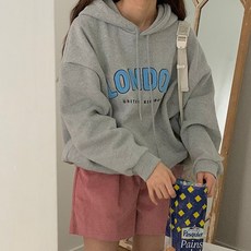 마이쏭 여성 양기모맨투맨 오버핏 도톰 따뜻한 겨울티 런던패치후드맨투맨(양기모)