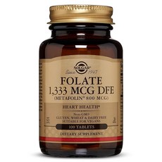 SOLGAR 無麩質無糖葉酸素食膠囊 1333mcg, 100顆, 1罐
