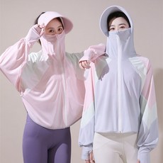 冰絲防曬衣女外穿麵罩帽子一體鬥篷 透氣抗UV防紫外線外套 電動車開車神器