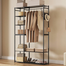 투에스리빙 철제 드레스룸 수납형 모던 시스템 옷장 행거, 블랙