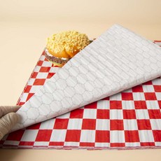 레드 체커보드 호일지 50장 30 x 30 cm 수제 햄버거 샌드위치 베이글 타코 부리또 치킨 포장지, 1개, 50개