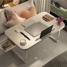 침대책상 튼튼한 좌식테이블 70cm 접이식 앉은뱅이 책상, 화이트