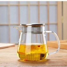 不鏽鋼蓋過濾泡茶杯 防爆耐熱玻璃家用辦公個人茶壺 泡茶煮茶壺 平底玻璃茶壺 玻璃泡茶壺 綠茶茶壺 茶大師台灣宜龍, 450ml單壺, 1個