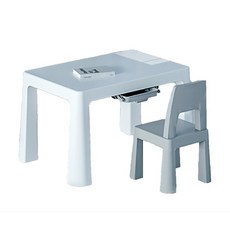 哩哩摳摳 兒童學習桌椅組 一桌一椅 灰色 可調節高度 耐重100公斤 PP材質, 一桌一椅 灰色(可增高五公分), 灰