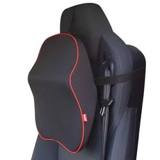 차량용 메모리폼 지지대 쿠션 트럭 베개 덤프 세트 등받이, 1개, (A형)블랙+레드 엣지(헤드레스트)