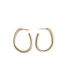 오티움버그 14K 옐로 골드 타원형 후프 이어링