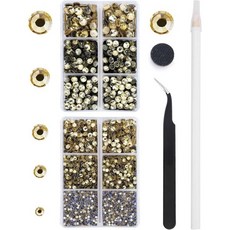 MEIBITE 6796PCS 클리어 핫픽스 라인스톤 크리스탈 스톤 유리 원단 의류 셔츠용 핀셋과 피킹 펜으로 반짝이는 평평한 뒷면 라운드 SS6 SS30 세트, Light yellow