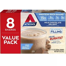 阿特金斯富含蛋白質奶昔牛奶巧克力樂 8 包, 1個, 2.6L