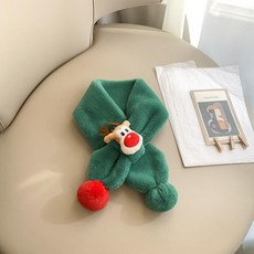 목도리 머플러 겨울 귀여운 사슴 디자인 보온 넥워머, 그린