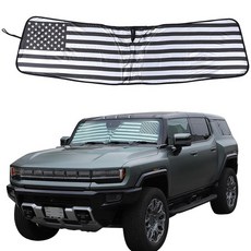 [ 1080690 ] 허머 EV 2024-2026과 호환되는 윈드실드 햇빛 가리개 미국 국기 접이식 앞유리 커버 자동차를 시원하게 유지하는 창문 선바이저 프로텍터 UV 차단, 1개