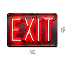 빨간색 'EXIT' 표지판 - 레트로 알루미늄 벽 장식 8x12 인치 방수 및 금속 가정 바 카페 차고용, 01 20x30cm