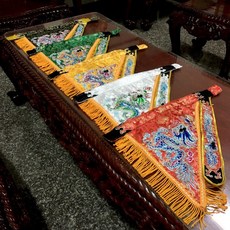 全新超美加蔥一尺錦緞五營旗（五入）五營旗 錦旗 廟宇旗 宗教旗, 五營旗一組（五色）+旗桿葫蘆