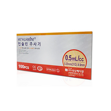 성심 인슐린 주사기 0.5ml 8mm 31g 100개입, 1개