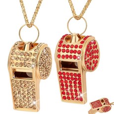 Biiange 2팩 블링 호루라기 호루라기 목걸이 코치 심판 스포츠 호루라기 코치 심판 및 하이커를 위한 시끄러운 금속 스포츠 (레드 샴페인), Biiange 2팩 블링 호루라기, 호루라기 목걸이,