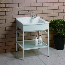 台灣製造 人造石洗衣槽 陽洗台 實心人造石 洗衣槽 水槽 陽洗槽 陽台水槽 洗衣板 洗衣槽 60cm, 1個, 單水槽,無架子