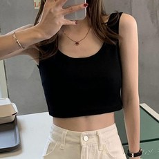 3컬러 여성 베이직 크롭 나시HS357