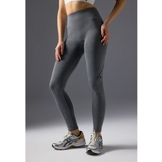 Even&Odd active 액티브 7/8 길이 하이라이즈 심리스 레깅스 (대조적인 패널 디테일) - 얼룩덜룩한 다크 그레이