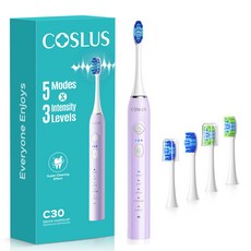 COSLUS 멀티모드음파 전동칫솔+4개 헤드, 1개, 보라색, C30 electric toothbrush