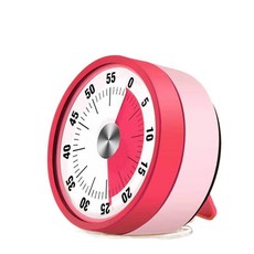 157FISHSTICK 機械計時器 磁鐵自律60分鐘可視計時器 大聲帶支架秒錶鬧鐘 廚房計時器, 1個, 粉