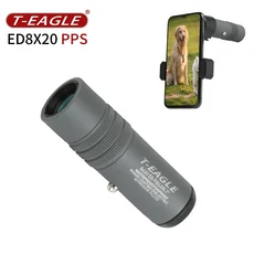T-Eagle 망원경 방수 휴대용 스포팅 스코프 조류 관찰을위한 초점 ED 8X20 단안, 분홍색